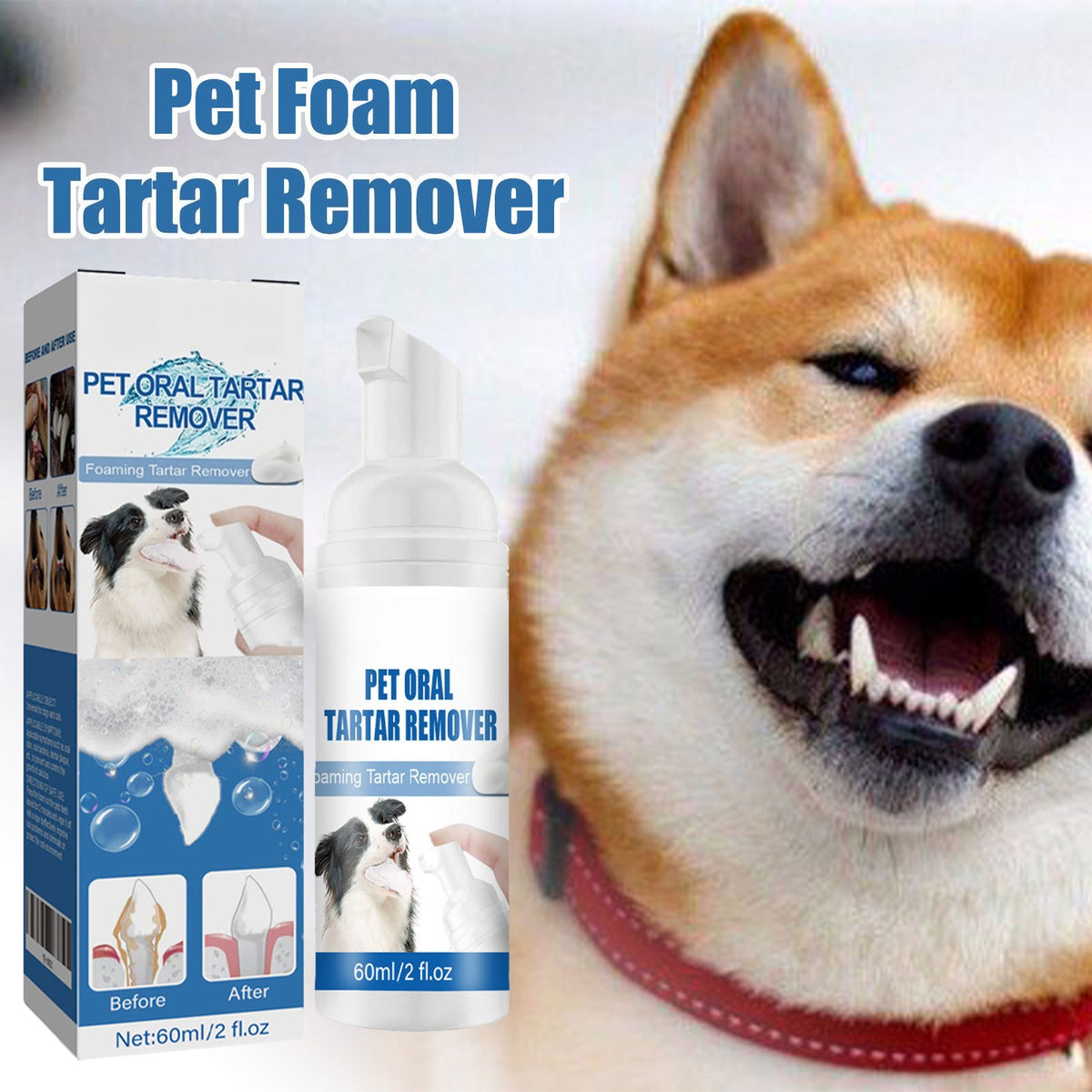Pet mild cleaning teeth decontamination and yellowing foam cleaner